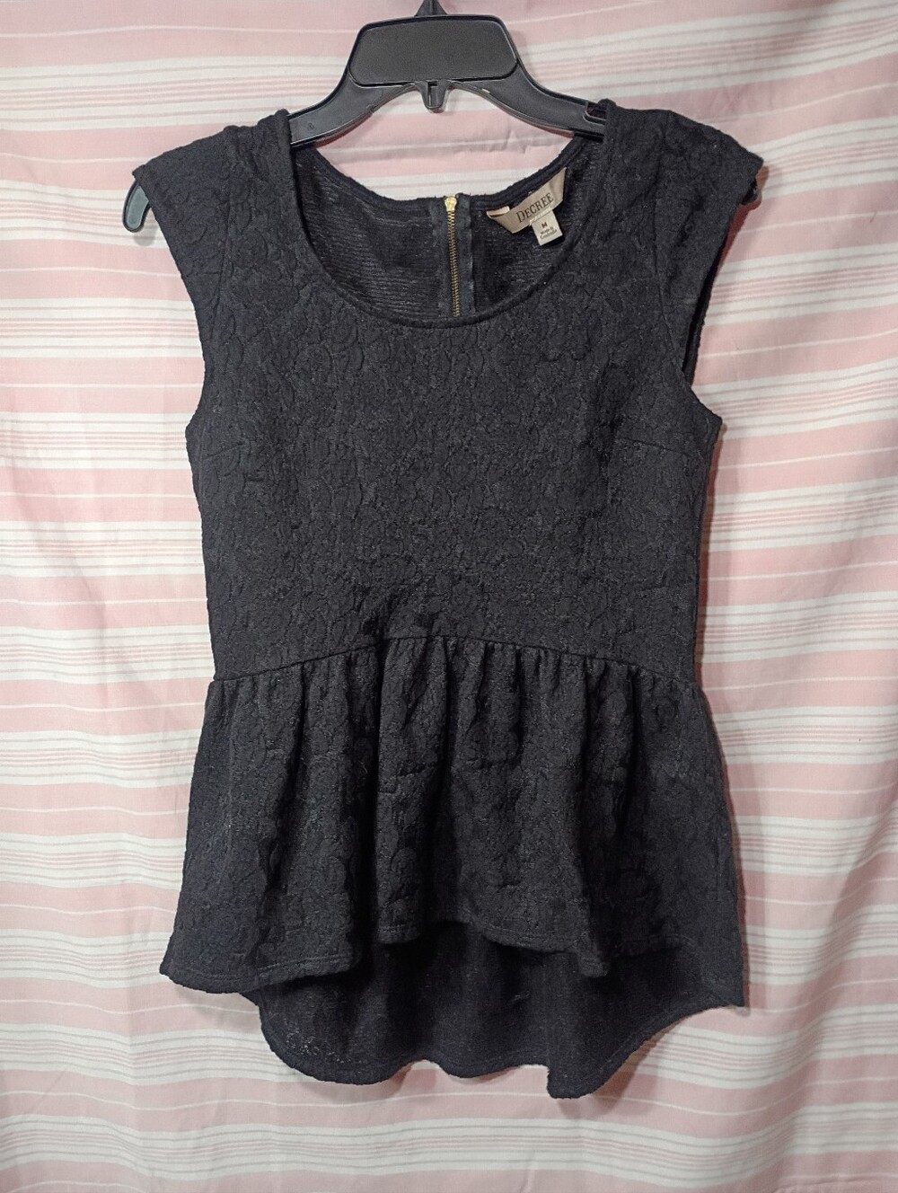Decree Black Floral Lace Peplum Top